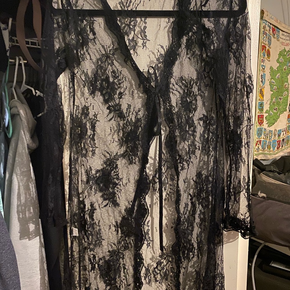 Vintage black robe/ dressing gown size L